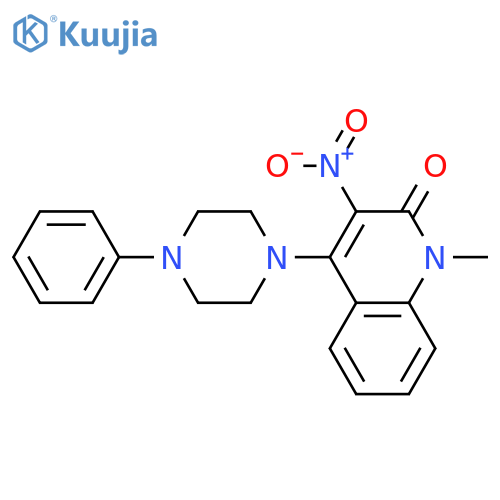 1-methyl-3-nitro-4-(4-phenylpiperazin-1-yl)-1,2-dihydroquinolin-2-one structure