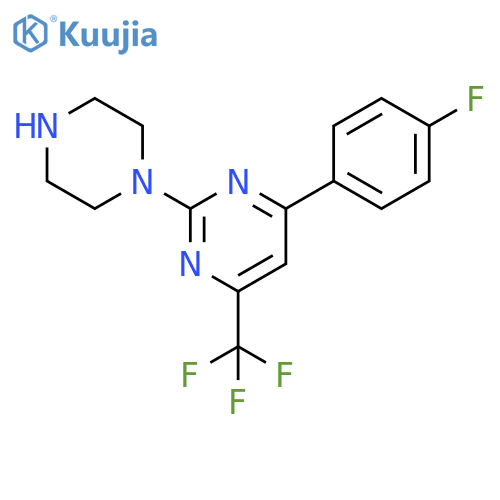 4-(4-fluorophenyl)-2-(piperazin-1-yl)-6-(trifluoromethyl)pyrimidine structure