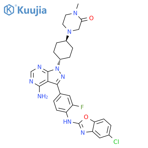 Piperazinone,4-[trans-4-[4-amino-3-[4-[(5-chloro-2-benzoxazolyl)amino]-3-fluorophenyl]-1H-pyrazolo[3,4-d]pyrimidin-1-yl]cyclohexyl]-1-methyl- structure