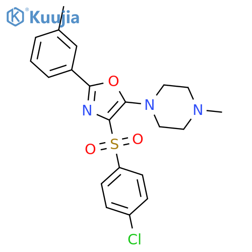 1-4-(4-chlorobenzenesulfonyl)-2-(3-methylphenyl)-1,3-oxazol-5-yl-4-methylpiperazine structure
