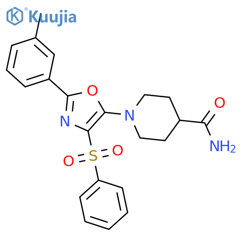 1-4-(benzenesulfonyl)-2-(3-methylphenyl)-1,3-oxazol-5-ylpiperidine-4-carboxamide structure