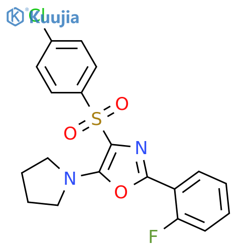 4-(4-chlorobenzenesulfonyl)-2-(2-fluorophenyl)-5-(pyrrolidin-1-yl)-1,3-oxazole structure
