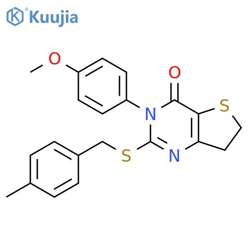 3-(4-methoxyphenyl)-2-{(4-methylphenyl)methylsulfanyl}-3H,4H,6H,7H-thieno3,2-dpyrimidin-4-one structure