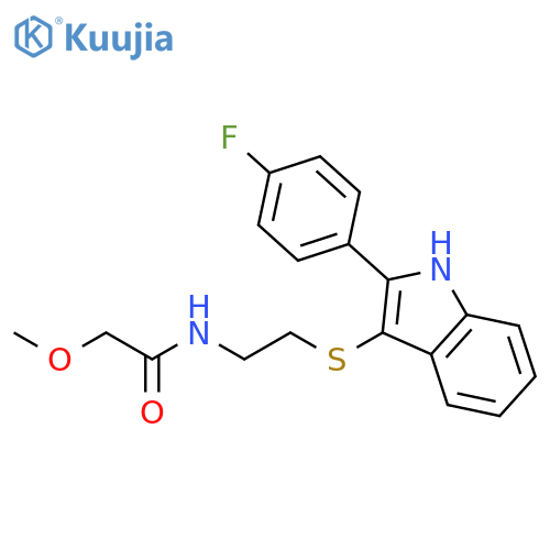 N-(2-{2-(4-fluorophenyl)-1H-indol-3-ylsulfanyl}ethyl)-2-methoxyacetamide structure