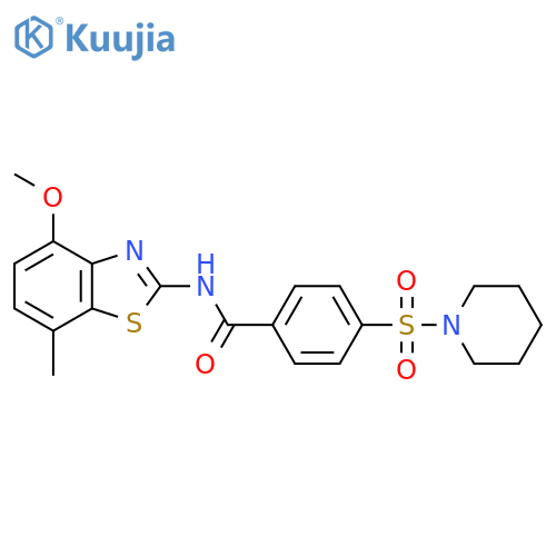 N-(4-methoxy-7-methyl-1,3-benzothiazol-2-yl)-4-(piperidine-1-sulfonyl)benzamide structure