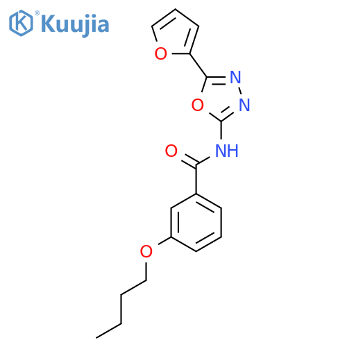 3-butoxy-N-5-(furan-2-yl)-1,3,4-oxadiazol-2-ylbenzamide structure