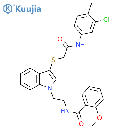N-{2-3-({(3-chloro-4-methylphenyl)carbamoylmethyl}sulfanyl)-1H-indol-1-ylethyl}-2-methoxybenzamide structure