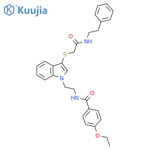 4-ethoxy-N-{2-3-({(2-phenylethyl)carbamoylmethyl}sulfanyl)-1H-indol-1-ylethyl}benzamide structure