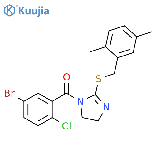 1-(5-bromo-2-chlorobenzoyl)-2-{(2,5-dimethylphenyl)methylsulfanyl}-4,5-dihydro-1H-imidazole structure