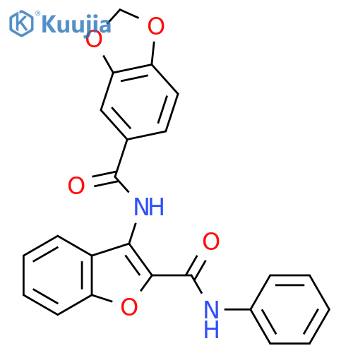 N-2-(phenylcarbamoyl)-1-benzofuran-3-yl-2H-1,3-benzodioxole-5-carboxamide structure