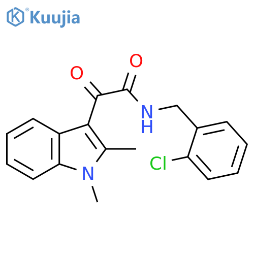 N-(2-chlorophenyl)methyl-2-(1,2-dimethyl-1H-indol-3-yl)-2-oxoacetamide structure