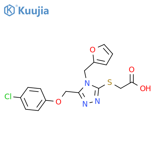 2-({5-(4-chlorophenoxy)methyl-4-(furan-2-yl)methyl-4H-1,2,4-triazol-3-yl}sulfanyl)acetic acid structure