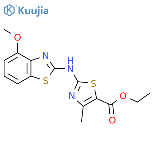 ethyl 2-(4-methoxy-1,3-benzothiazol-2-yl)amino-4-methyl-1,3-thiazole-5-carboxylate structure