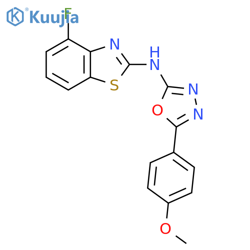 N-(4-Fluoro-1,3-benzothiazol-2-yl)-5-(4-methoxyphenyl)-1,3,4-oxadiazol-2-amine structure