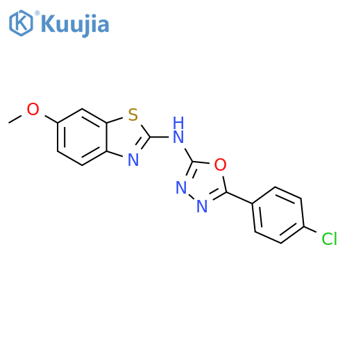 N-5-(4-chlorophenyl)-1,3,4-oxadiazol-2-yl-6-methoxy-1,3-benzothiazol-2-amine structure