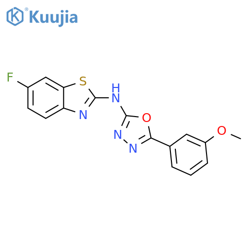 6-fluoro-N-5-(3-methoxyphenyl)-1,3,4-oxadiazol-2-yl-1,3-benzothiazol-2-amine structure