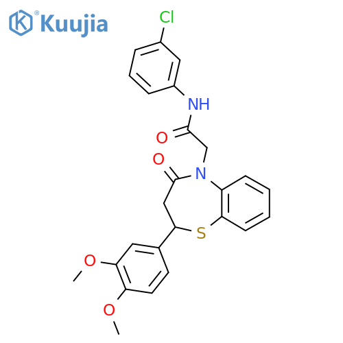 N-(3-chlorophenyl)-2-2-(3,4-dimethoxyphenyl)-4-oxo-2,3,4,5-tetrahydro-1,5-benzothiazepin-5-ylacetamide structure