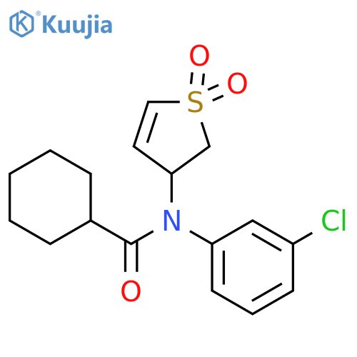 N-(3-chlorophenyl)-N-(1,1-dioxo-2,3-dihydro-1lambda6-thiophen-3-yl)cyclohexanecarboxamide structure