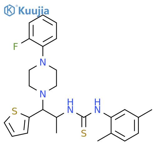 1-(2,5-dimethylphenyl)-3-{1-4-(2-fluorophenyl)piperazin-1-yl-1-(thiophen-2-yl)propan-2-yl}thiourea structure