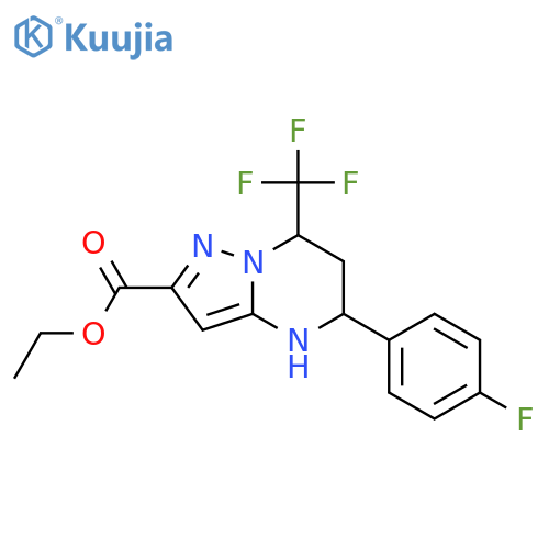 Ethyl 5-(4-Fluorophenyl)-7-(trifluoromethyl)-4,5,6,7-tetrahydropyrazolo1,5-apyrimidine-2-carboxylate structure