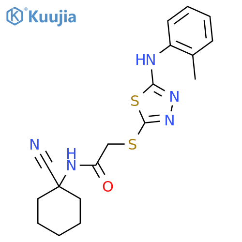 N-(1-Cyanocyclohexyl)-2-((5-(o-tolylamino)-1,3,4-thiadiazol-2-yl)thio)acetamide structure