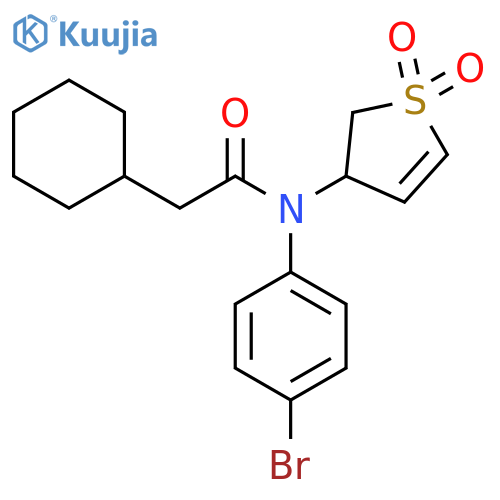 N-(4-bromophenyl)-2-cyclohexyl-N-(1,1-dioxo-2,3-dihydro-1lambda6-thiophen-3-yl)acetamide structure