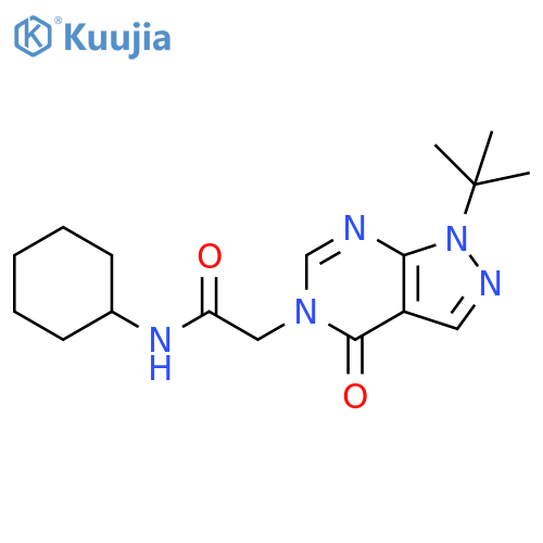 2-{1-tert-butyl-4-oxo-1H,4H,5H-pyrazolo3,4-dpyrimidin-5-yl}-N-cyclohexylacetamide structure
