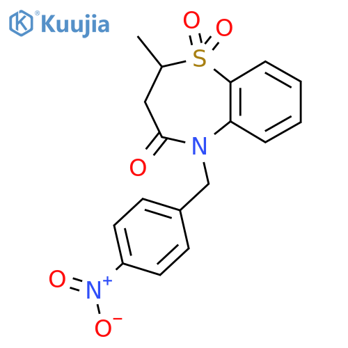 2-methyl-5-(4-nitrophenyl)methyl-2,3,4,5-tetrahydro-1lambda6,5-benzothiazepine-1,1,4-trione structure