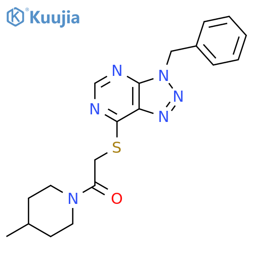 2-({3-benzyl-3H-1,2,3triazolo4,5-dpyrimidin-7-yl}sulfanyl)-1-(4-methylpiperidin-1-yl)ethan-1-one structure