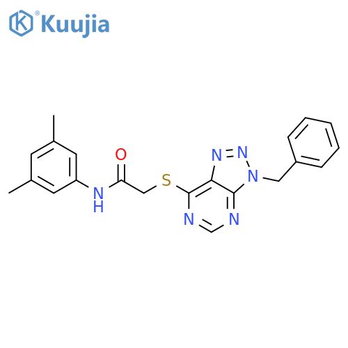 2-({3-benzyl-3H-1,2,3triazolo4,5-dpyrimidin-7-yl}sulfanyl)-N-(3,5-dimethylphenyl)acetamide structure