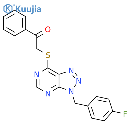 2-({3-(4-fluorophenyl)methyl-3H-1,2,3triazolo4,5-dpyrimidin-7-yl}sulfanyl)-1-phenylethan-1-one structure