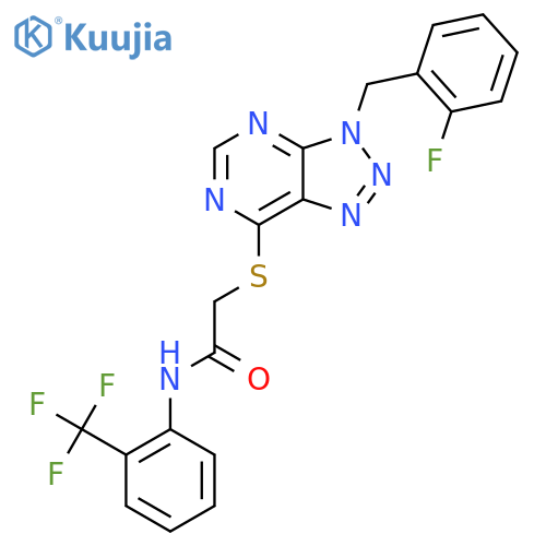 2-({3-(2-fluorophenyl)methyl-3H-1,2,3triazolo4,5-dpyrimidin-7-yl}sulfanyl)-N-2-(trifluoromethyl)phenylacetamide structure