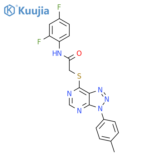 N-(2,4-difluorophenyl)-2-{3-(4-methylphenyl)-3H-1,2,3triazolo4,5-dpyrimidin-7-ylsulfanyl}acetamide structure