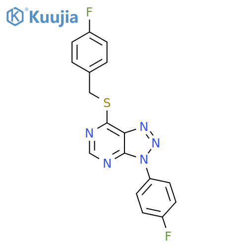 3-(4-fluorophenyl)-7-{(4-fluorophenyl)methylsulfanyl}-3H-1,2,3triazolo4,5-dpyrimidine structure