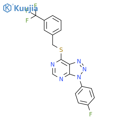 3-(4-fluorophenyl)-7-({3-(trifluoromethyl)phenylmethyl}sulfanyl)-3H-1,2,3triazolo4,5-dpyrimidine structure