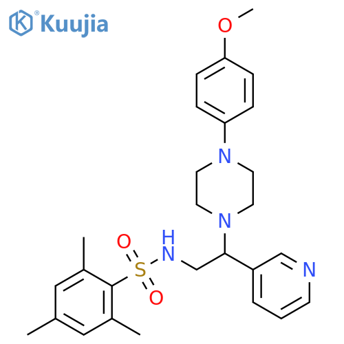 N-{2-4-(4-methoxyphenyl)piperazin-1-yl-2-(pyridin-3-yl)ethyl}-2,4,6-trimethylbenzene-1-sulfonamide structure
