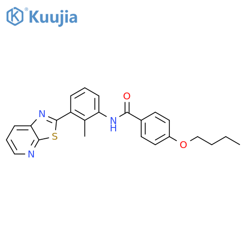 4-butoxy-N-(2-methyl-3-{1,3thiazolo5,4-bpyridin-2-yl}phenyl)benzamide structure