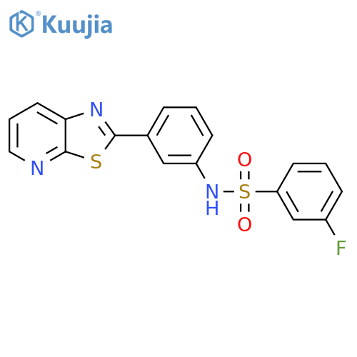 3-fluoro-N-(3-{1,3thiazolo5,4-bpyridin-2-yl}phenyl)benzene-1-sulfonamide structure