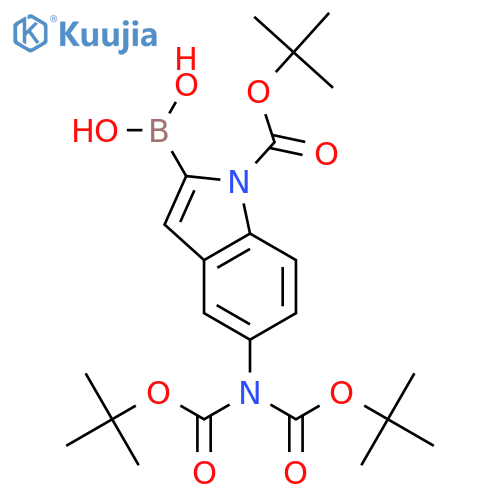 [5-[bis(tert-butoxycarbonyl)amino]-1-tert-butoxycarbonyl-indol-2-yl]boronic acid structure