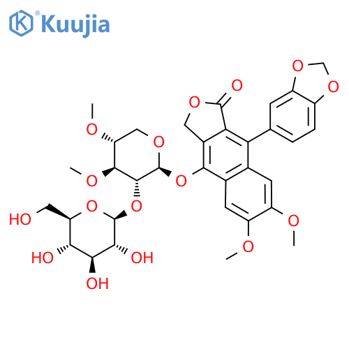 9-(1,3-benzodioxol-5-yl)-6,7-dimethoxy-1-oxo-1,3-dihydronaphtho[2,3-c]furan-4-yl 2-O-beta-D-glucopyranosyl-3,4-di-O-methyl-beta-D-xylopyranoside structure