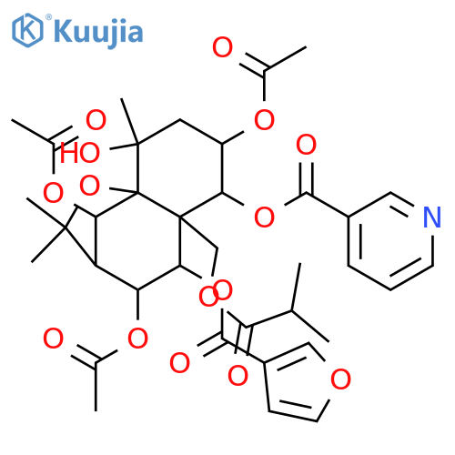 1,2,4,6,8,9,14-Heptahydroxydihydro-β-agarofuran; (1α,2α,4β,6β,8α,9β)-form, 1-O-(3-Pyridinecarbonyl), 9-O-(3-furancarbonyl), 14-O-(2-methylpropanoyl), 2,6,8-tri-Ac structure