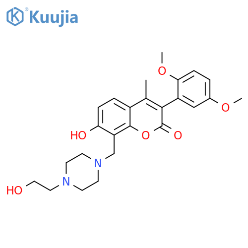 3-(2,5-dimethoxyphenyl)-7-hydroxy-8-{4-(2-hydroxyethyl)piperazin-1-ylmethyl}-4-methyl-2H-chromen-2-one structure