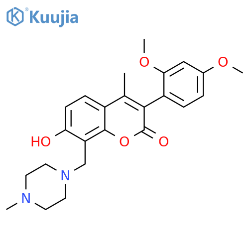 3-(2,4-dimethoxyphenyl)-7-hydroxy-4-methyl-8-(4-methylpiperazin-1-yl)methyl-2H-chromen-2-one structure