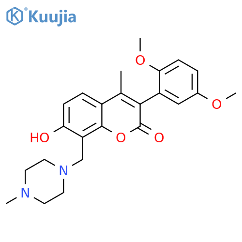 3-(2,5-dimethoxyphenyl)-7-hydroxy-4-methyl-8-(4-methylpiperazin-1-yl)methyl-2H-chromen-2-one structure