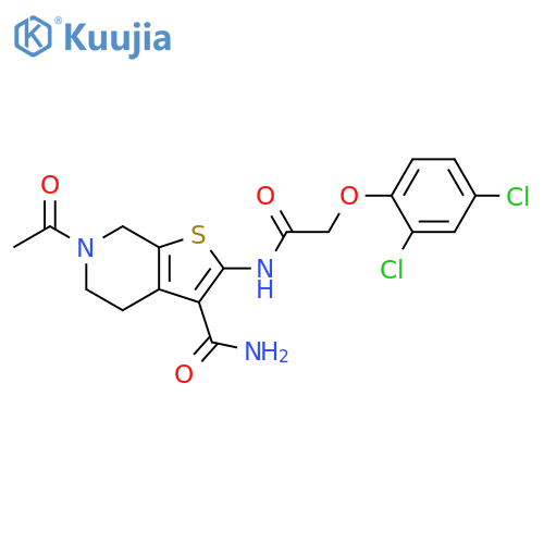 6-acetyl-2-2-(2,4-dichlorophenoxy)acetamido-4H,5H,6H,7H-thieno2,3-cpyridine-3-carboxamide structure