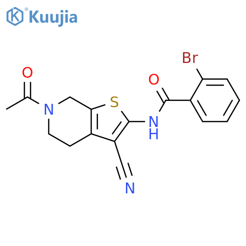 N-{6-acetyl-3-cyano-4H,5H,6H,7H-thieno2,3-cpyridin-2-yl}-2-bromobenzamide structure