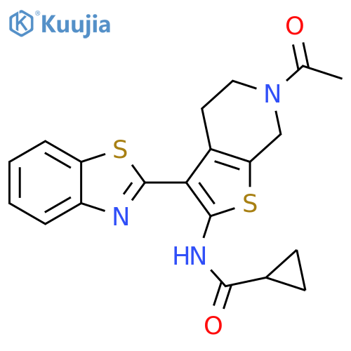 N-6-acetyl-3-(1,3-benzothiazol-2-yl)-4H,5H,6H,7H-thieno2,3-cpyridin-2-ylcyclopropanecarboxamide structure