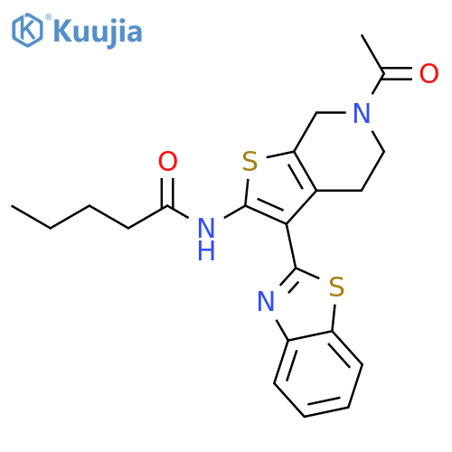 N-6-acetyl-3-(1,3-benzothiazol-2-yl)-4H,5H,6H,7H-thieno2,3-cpyridin-2-ylpentanamide structure