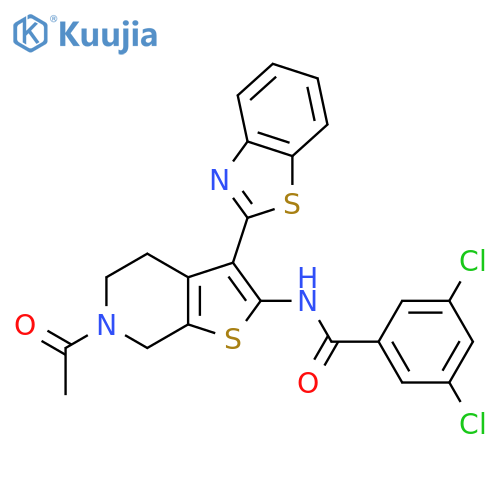 N-6-acetyl-3-(1,3-benzothiazol-2-yl)-4H,5H,6H,7H-thieno2,3-cpyridin-2-yl-3,5-dichlorobenzamide structure
