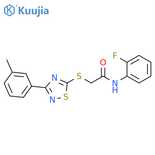 N-(2-fluorophenyl)-2-{3-(3-methylphenyl)-1,2,4-thiadiazol-5-ylsulfanyl}acetamide structure